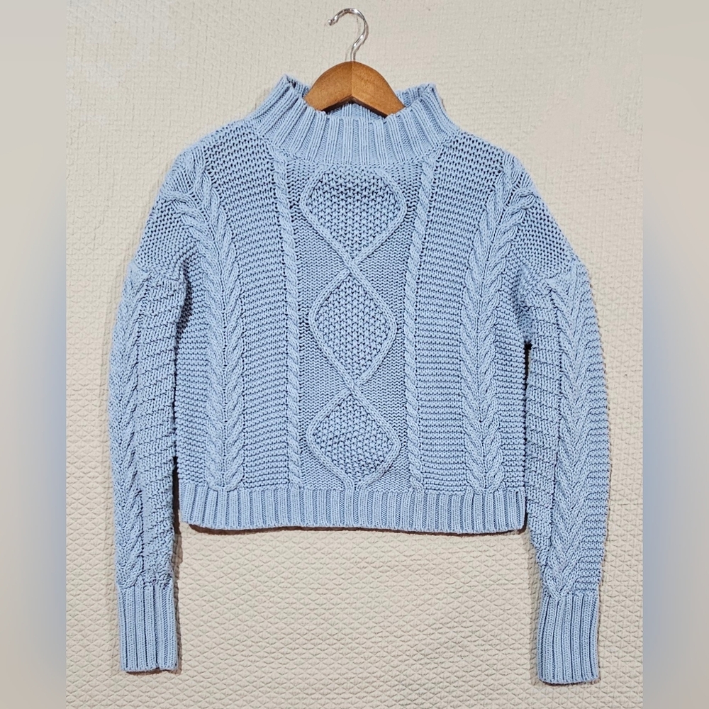 PacSun LA Hearts Sky Blue Cable Knit Sweater‎ Size S